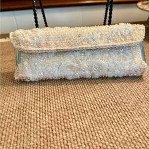 vintage handmade beaded clutch~hand bag~weddings~formal events~mid-century